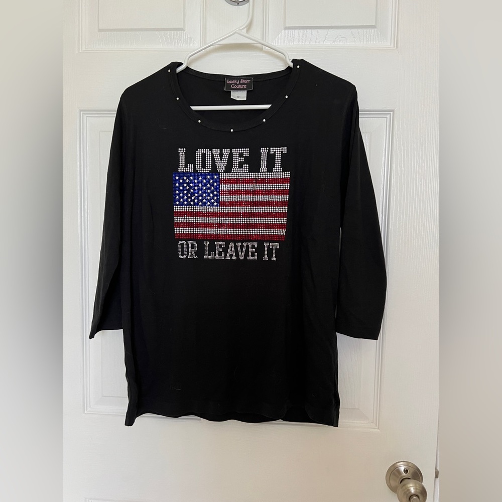 Lucky Starr Couture Patriotic Shirt Size M EUC